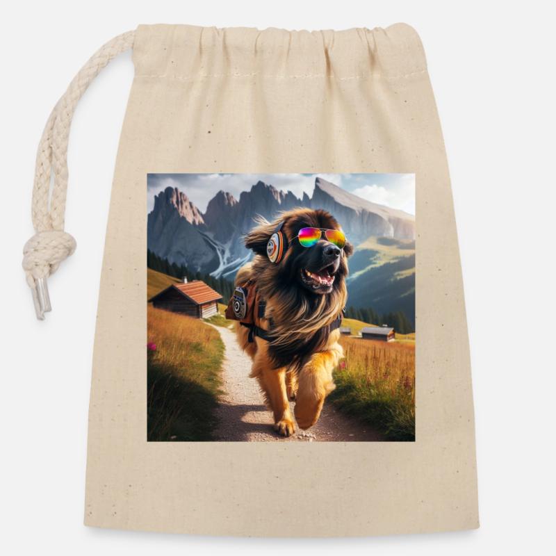 L’art de Leonberg - Sac cadeau en coton avec cordon (14 x 20 cm) - nature
