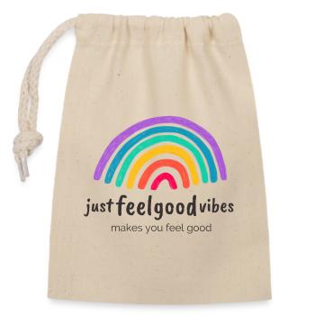 JustFeelgoodVibes Signature - Closable cotton gift bag (14x20cm) - nature - Front