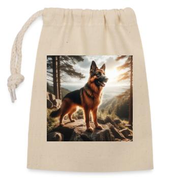 Deutscher Schäferhund Kunst - Verschließbarer Geschenkbeutel aus Baumwolle (14x20cm) - Natur - Vorne