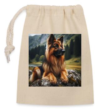 Deutscher Schäferhund Kunst - Verschließbarer Geschenkbeutel aus Baumwolle (14x20cm) - Natur - Vorne