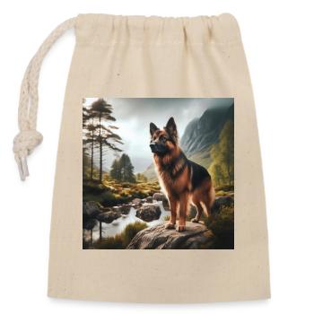 Deutscher Schäferhund Kunst - Verschließbarer Geschenkbeutel aus Baumwolle (14x20cm) - Natur - Vorne