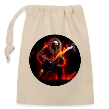 Rock 'n' roll design > rocker on fire > - Closable cotton gift bag (14x20cm) - nature - Front