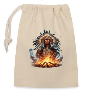 Amérindien - Sac cadeau en coton avec cordon (14 x 20 cm) - nature - Devant