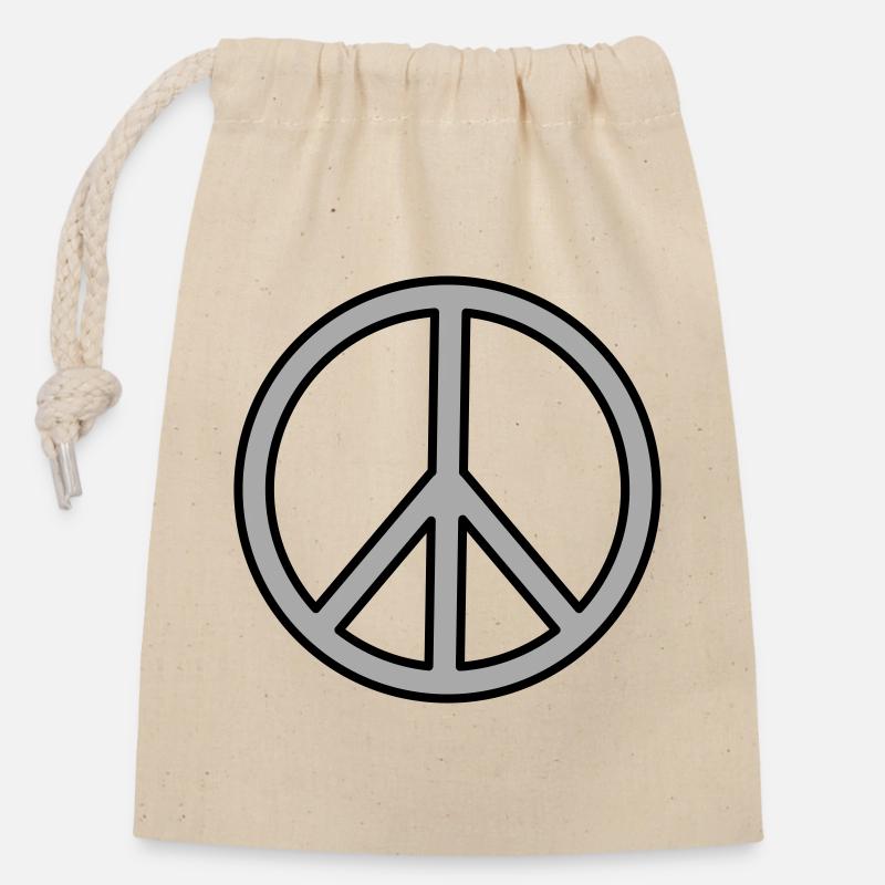 Signe de paix - Sac cadeau en coton avec cordon (14 x 20 cm) - nature