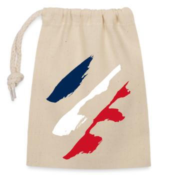 Drapeau de la France - Sac cadeau en coton avec cordon (14 x 20 cm) - nature - Devant