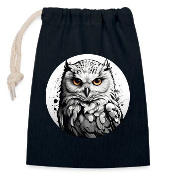 Snowy Owl Portrait Snowy Owl Owl Graphic - Closable cotton gift bag (14x20cm) - navy - Front
