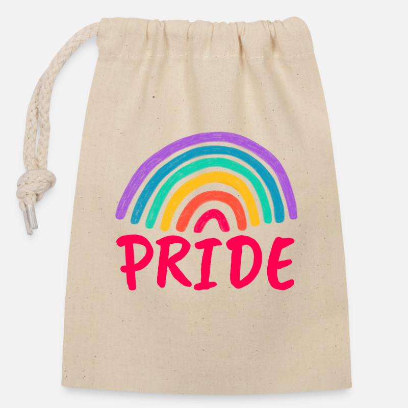 PRIDE pink - Prêt pour le mois de la fierté ! - Sac cadeau en coton avec cordon (14 x 20 cm) - nature