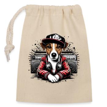 Jack Russell Terrier Ghetto Blaster Gift - Closable cotton gift bag (14x20cm) - nature - Front