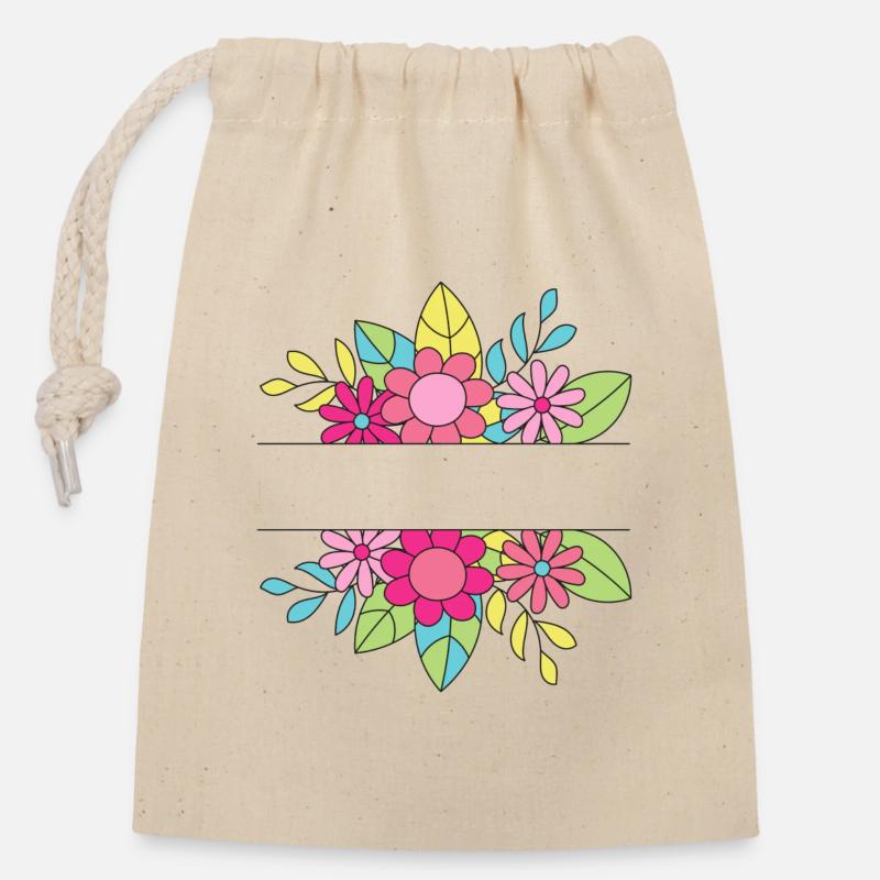 Floral Ornament - Closable cotton gift bag (14x20cm) - nature