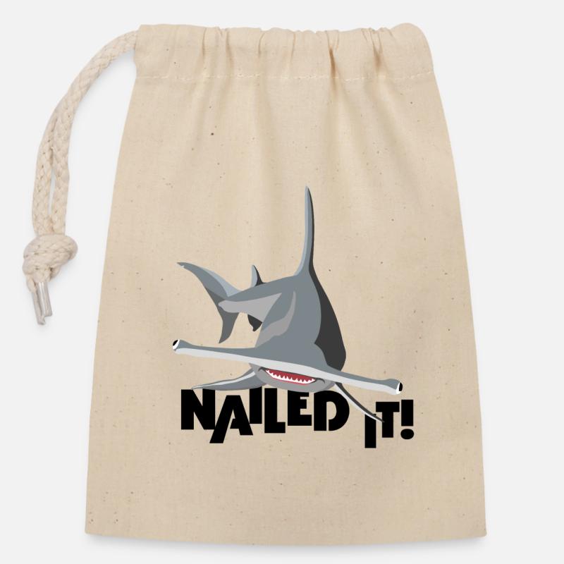 Hammerhead Shark - Nailed it! - Closable cotton gift bag (14x20cm) - nature