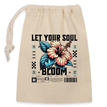 Hibiskus Blau Tropenblüte Let your soul bloom - Verschließbarer Geschenkbeutel aus Baumwolle (14x20cm) - Natur - Vorne