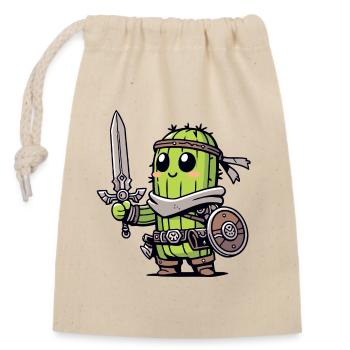 Avocado Knight: Der Bravocado-Krieger - Verschließbarer Geschenkbeutel aus Baumwolle (14x20cm) - Natur - Vorne