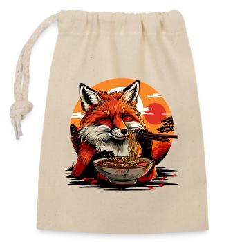 Fuchs Ramen Nudeln Japan Vintage Retro Füchse - Verschließbarer Geschenkbeutel aus Baumwolle (14x20cm) - Natur - Vorne
