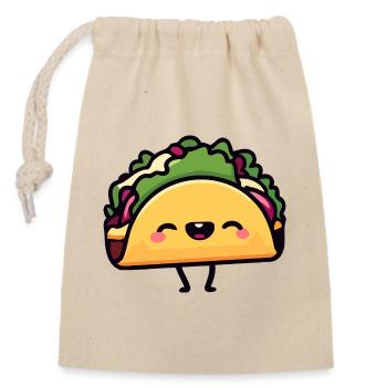 Fröhlicher Taco Toon - Verschließbarer Geschenkbeutel aus Baumwolle (14x20cm) - Natur - Vorne