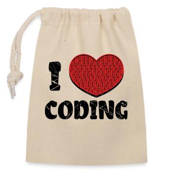 Code Developer Skripting Debug Herz Statement - Verschließbarer Geschenkbeutel aus Baumwolle (14x20cm) - Natur - Vorne