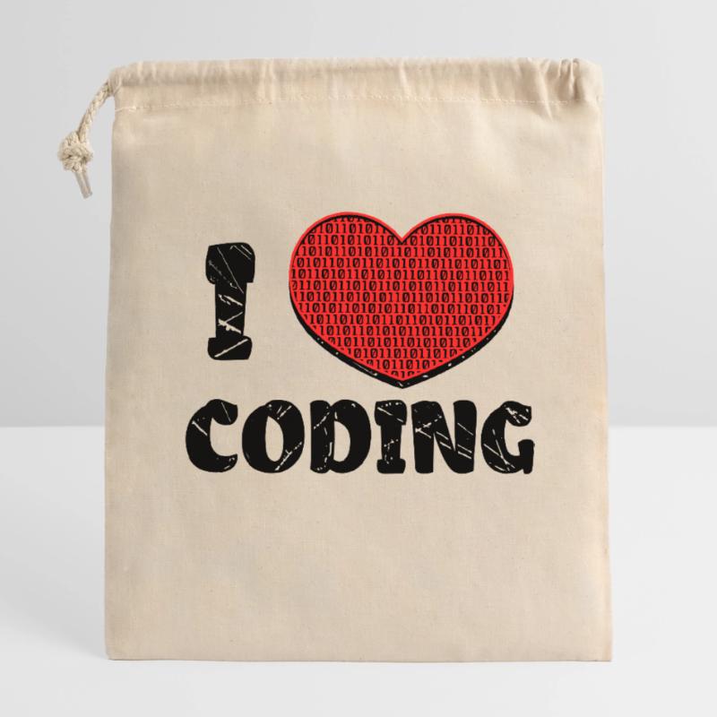 Code Developer Scripting Debug Heart Statement Closable cotton gift bag (14x20cm)
