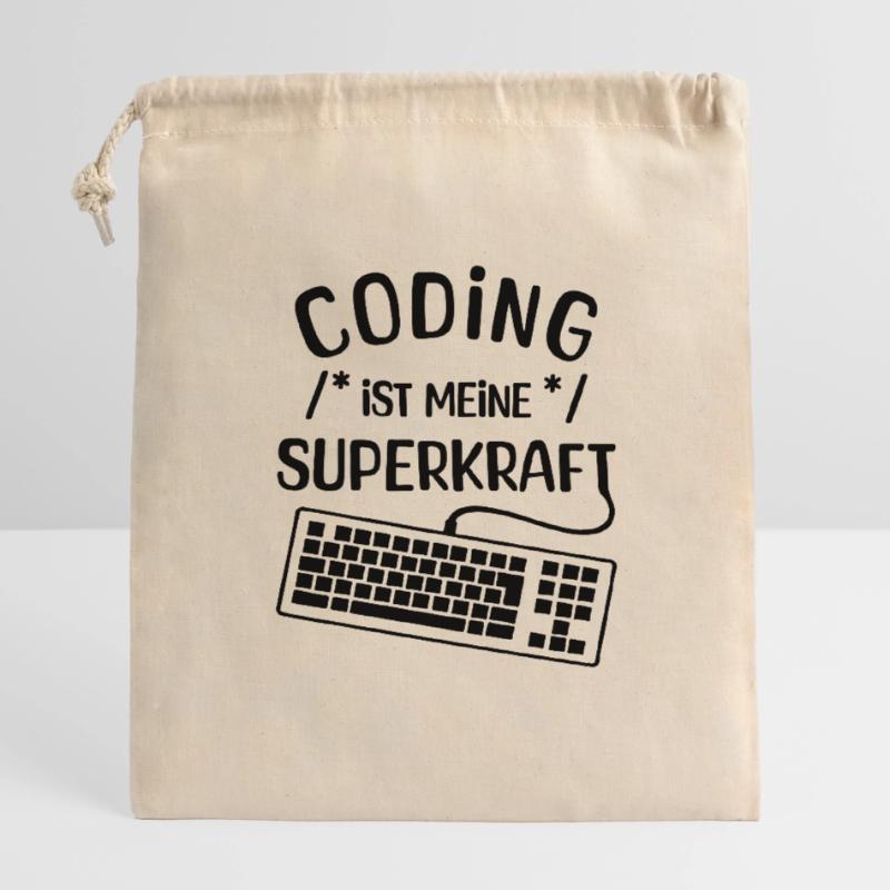 Développeur de déclaration de code informatique Computergeek Sac cadeau en coton avec cordon (14 x 20 cm)