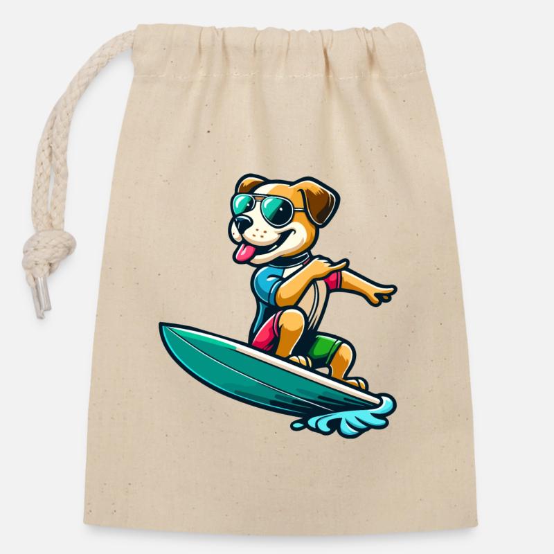 Wave Riding Buddy - Verschließbarer Geschenkbeutel aus Baumwolle (14x20cm) - Natur