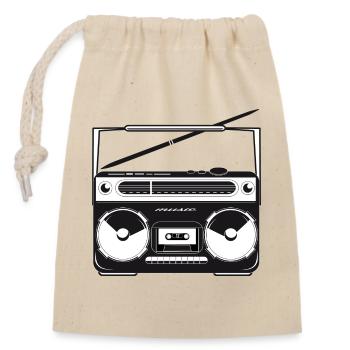 Cassette recorder in 80s stencil look - Closable cotton gift bag (14x20cm) - nature - Front