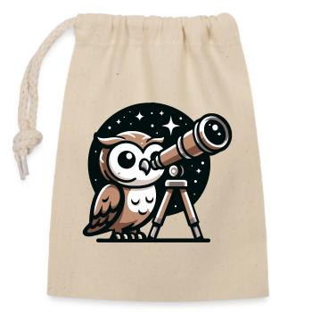 Stargazer Hoot: The Celestial Owl - Closable cotton gift bag (14x20cm) - nature - Front