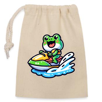 Splashy Frog: Water Scooter Escapades - Closable cotton gift bag (14x20cm) - nature - Front