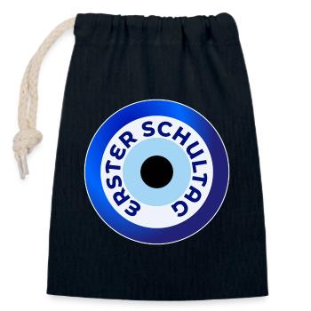 EINSCHULUNG ERSTER SCHULTAG - Verschließbarer Geschenkbeutel aus Baumwolle (14x20cm) - Navy - Vorne