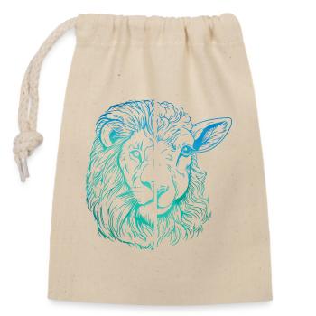 Lion and Lamb - Closable cotton gift bag (14x20cm) - nature - Front