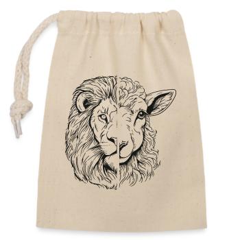 Lion and Lamb - Closable cotton gift bag (14x20cm) - nature - Front