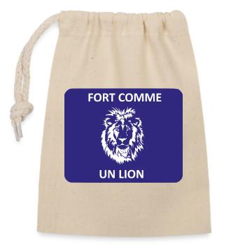 Strong as a lion - Closable cotton gift bag (14x20cm) - nature - Front