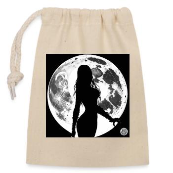 Silhouette d’une femme - Lune - Sac cadeau en coton avec cordon (14 x 20 cm) - nature - Devant