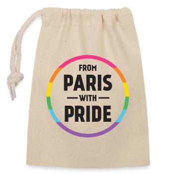 LGBTQ Pride Month - Mit Pride aus Paris - Verschließbarer Geschenkbeutel aus Baumwolle (14x20cm) - Natur - Vorne