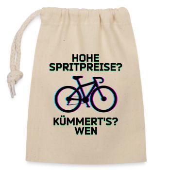 Refueling Bicycle Energy Statement Energy Storage - Closable cotton gift bag (14x20cm) - nature - Front