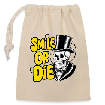 Squelette gothique avec chapeau et texte en couleur - Sac cadeau en coton avec cordon (14 x 20 cm) - nature - Devant
