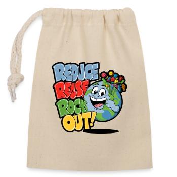 Imprimé musical optimiste respectueux de l’environnement - Sac cadeau en coton avec cordon (14 x 20 cm) - nature - Devant