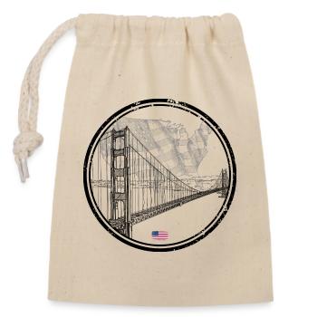 US Brücke Silhouette Karte - Verschließbarer Geschenkbeutel aus Baumwolle (14x20cm) - Natur - Vorne