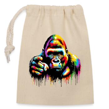 Gorilla - Closable cotton gift bag (14x20cm) - nature - Front