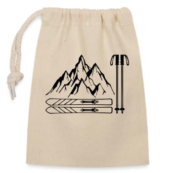 Wintersport Schifahren Schneefall Snowboard Berg - Verschließbarer Geschenkbeutel aus Baumwolle (14x20cm) - Natur - Vorne