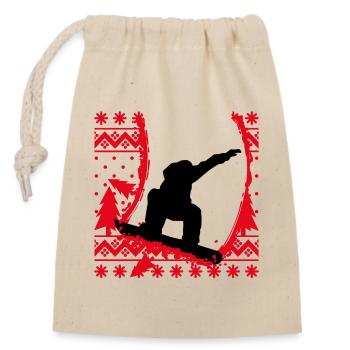 Winterurlaub Skifahrer Schifahren Wintersport Eis - Verschließbarer Geschenkbeutel aus Baumwolle (14x20cm) - Natur - Vorne