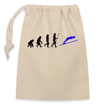 Wintersport Schifahren Skifahrer Evolution Schnee - Verschließbarer Geschenkbeutel aus Baumwolle (14x20cm) - Natur - Vorne