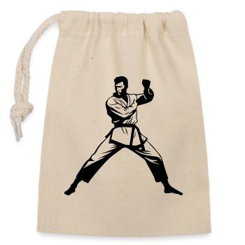 Karateka - Verschließbarer Geschenkbeutel aus Baumwolle (14x20cm) - Natur - Vorne