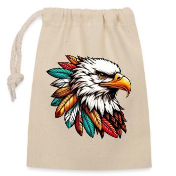 Aigle amérindien Peau rouge américaine - Sac cadeau en coton avec cordon (14 x 20 cm) - nature - Devant