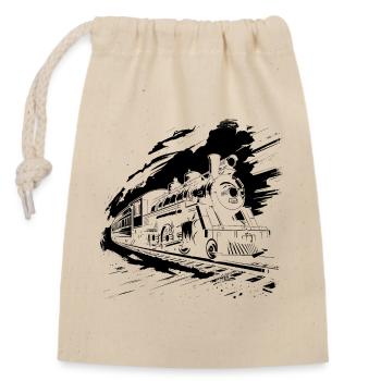 Railroad - Closable cotton gift bag (14x20cm) - nature - Front