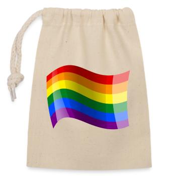 Waving rainbow flag - Closable cotton gift bag (14x20cm) - nature - Front