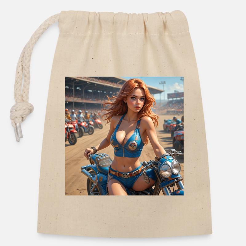 Dirt Track Diva - Verschließbarer Geschenkbeutel aus Baumwolle (14x20cm) - Natur