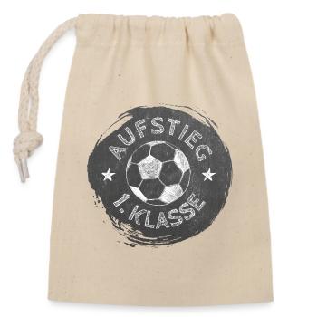 Aufstieg - 1. Klasse - Fußball | Tafel Design  - Verschließbarer Geschenkbeutel aus Baumwolle (14x20cm) - Natur - Vorne