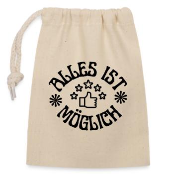 Alles ist möglich Motivationsspruch - Verschließbarer Geschenkbeutel aus Baumwolle (14x20cm) - Natur - Vorne
