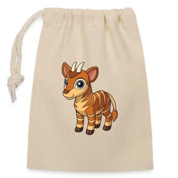 Okapi Niedliche Maskottchen Zeichentrickfigur Kawaii - Verschließbarer Geschenkbeutel aus Baumwolle (14x20cm) - Natur - Vorne