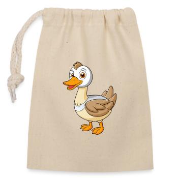 Goose Cute Mascot Cartoon Character Kawaii - Closable cotton gift bag (14x20cm) - nature - Front
