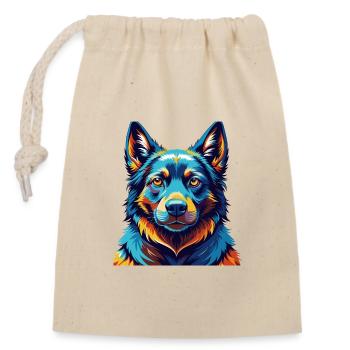 Schwarzer Norwegischer Elchhund Hunderasse Karikatur Kawaii - Verschließbarer Geschenkbeutel aus Baumwolle (14x20cm) - Natur - Vorne