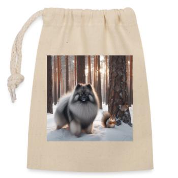 Keeshond Wolfspitz in the snow - Closable cotton gift bag (14x20cm) - nature - Front